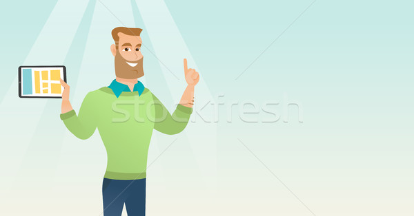 Student using tablet computer vector illustration. Stock photo © RAStudio
