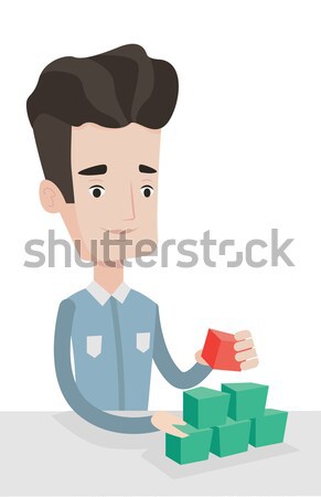 Woman building pyramid of network avatars. Stock photo © RAStudio