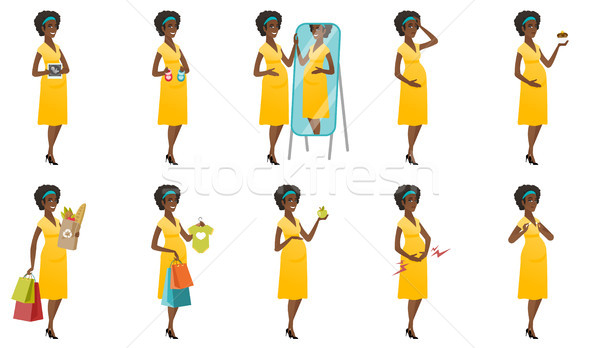 Vector set of illustrations with pregnant women. Stock photo © RAStudio