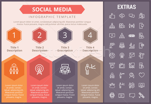 Social media infographic template, elements, icons Stock photo © RAStudio