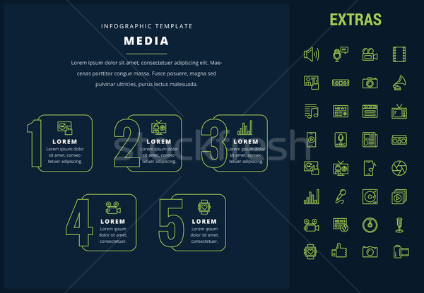 Media infografica modello elementi icone opzioni Foto d'archivio © RAStudio