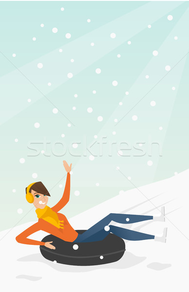 Lány hó gumi cső hegyek fiatal Stock fotó © RAStudio
