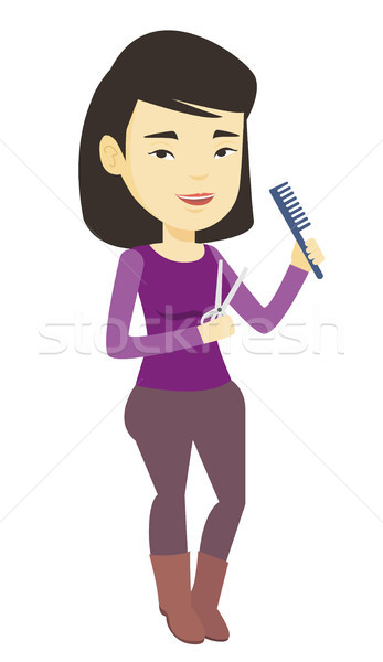 Hairstylist holding comb and scissors in hands. Stock photo © RAStudio