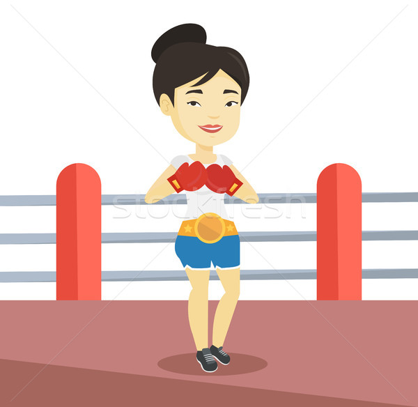 ボクサー リング 小さな アジア スポーツウーマン ボクシンググローブ ストックフォト © RAStudio