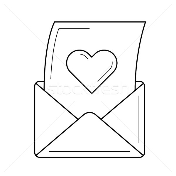 Open love letter vector line icon. Stock photo © RAStudio