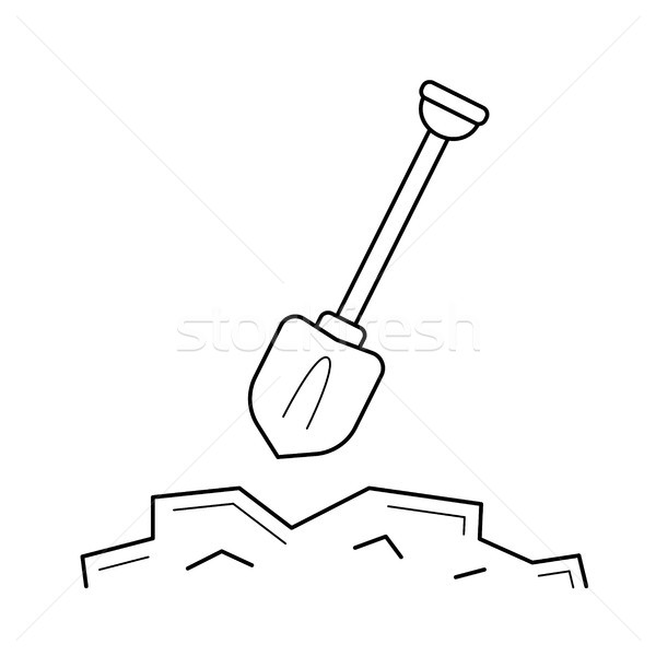 Stock photo: Mining shovel vector line icon.