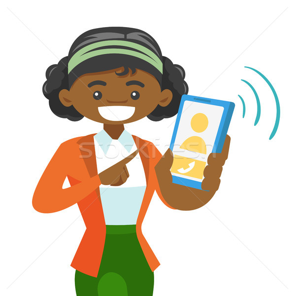 商業照片: 女子 · 智能手機 · 年輕 · 黑人婦女 · 手