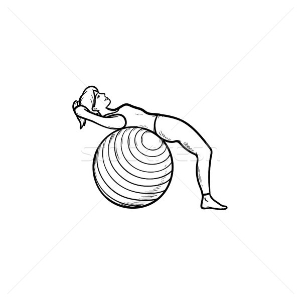 Woman doing pilates exercises hand drawn outline doodle icon. Stock photo © RAStudio