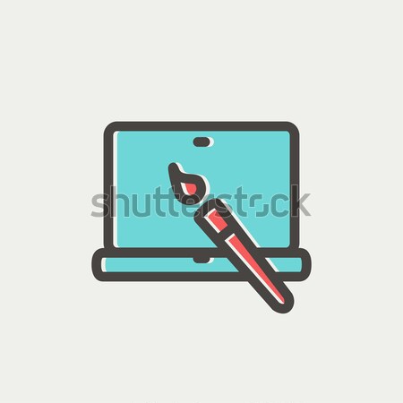 Laptop and pen an editors tools thin line icon Stock photo © RAStudio