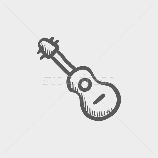 Guitare acoustique croquis icône web mobiles dessinés à la main Photo stock © RAStudio