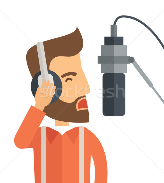 наушников микрофона кавказский радио голосом современный Сток-фото © RAStudio