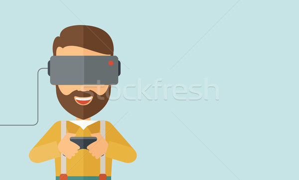 Man with virtual reality headset Stock photo © RAStudio