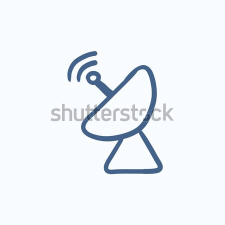 Stock photo: Radar satellite dish line icon.