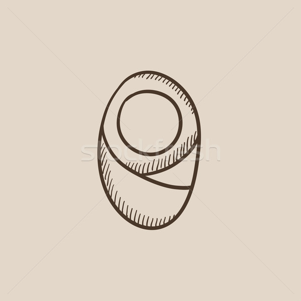 Infant wrapped in swaddling clothes sketch icon. Stock photo © RAStudio