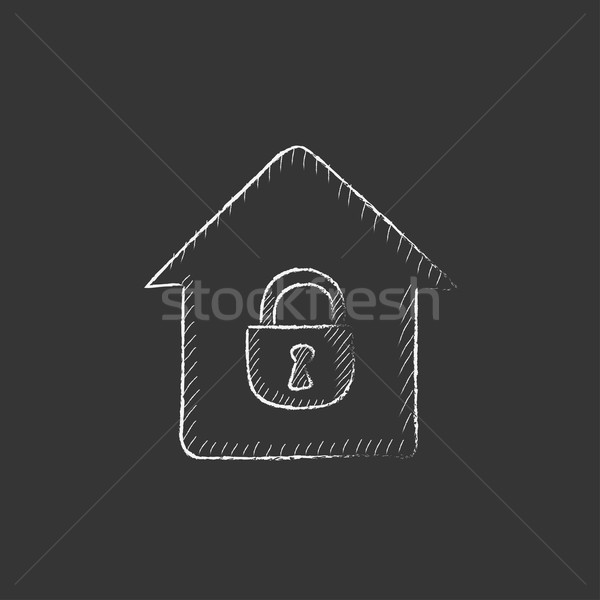 House with closed lock. Drawn in chalk icon. Stock photo © RAStudio