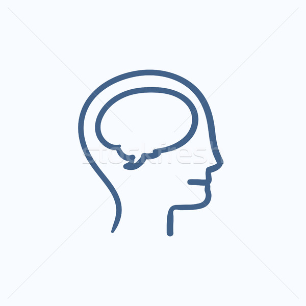 человека голову мозг эскиз икона вектора Сток-фото © RAStudio