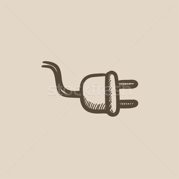 Plug Skizze Symbol Vektor isoliert Hand gezeichnet Stock foto © RAStudio