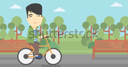 Man driving electric scooter vector illustration. Stock photo © RAStudio