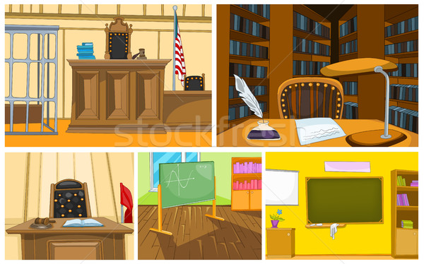 Vector cartoon set of court and school backgrounds Stock photo © RAStudio