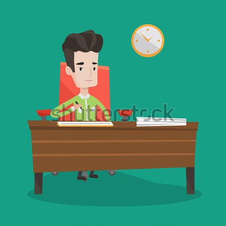 Stock photo: Signing of business contract vector illustration.