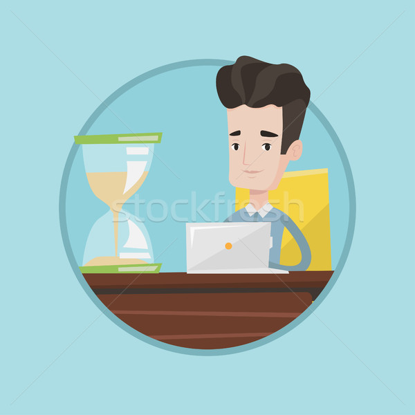 Businessman working in office vector illustration. Stock photo © RAStudio