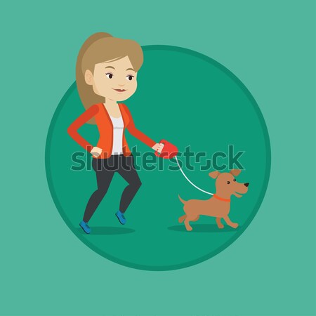 Young man walking with his dog vector illustration Stock photo © RAStudio