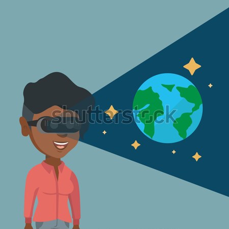 Woman in vr headset getting in open space. Stock photo © RAStudio