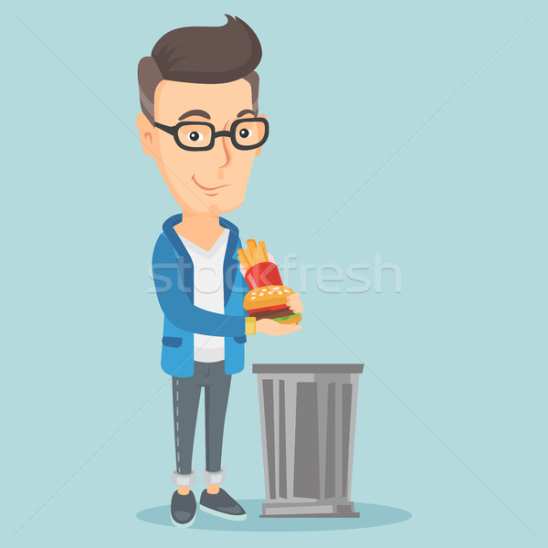Man throwing junk food vector illustration. Stock photo © RAStudio