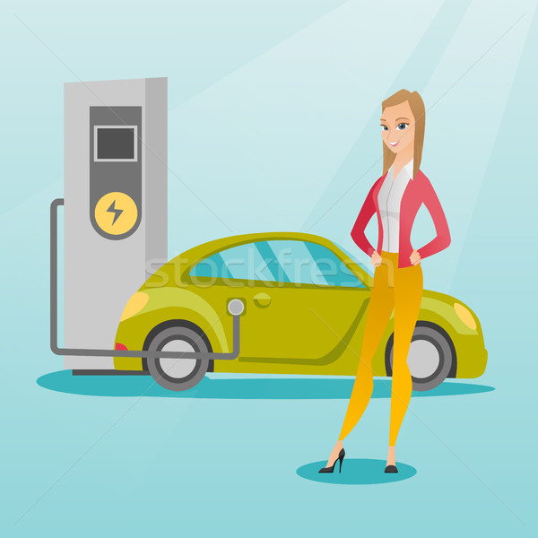 Charging of electric car vector illustration. Stock photo © RAStudio