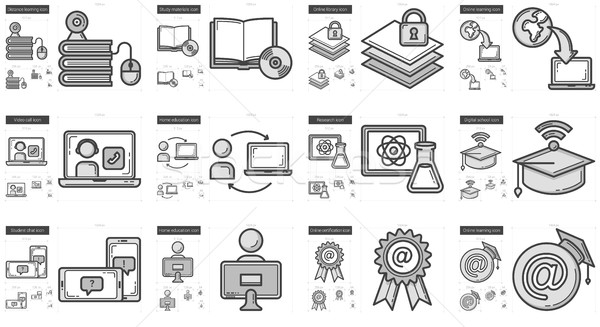 Education line icon set. Stock photo © RAStudio