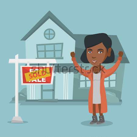 Immobilienmakler Unterzeichnung Vertrag aufgeregt stehen verkauft Stock foto © RAStudio