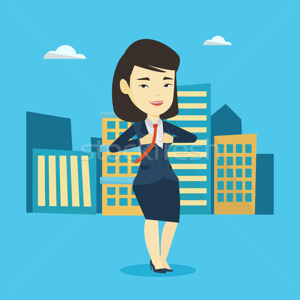 Business woman opening her jacket like superhero. Stock photo © RAStudio