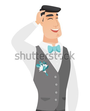Young caucasian groom waving his hand. Stock photo © RAStudio