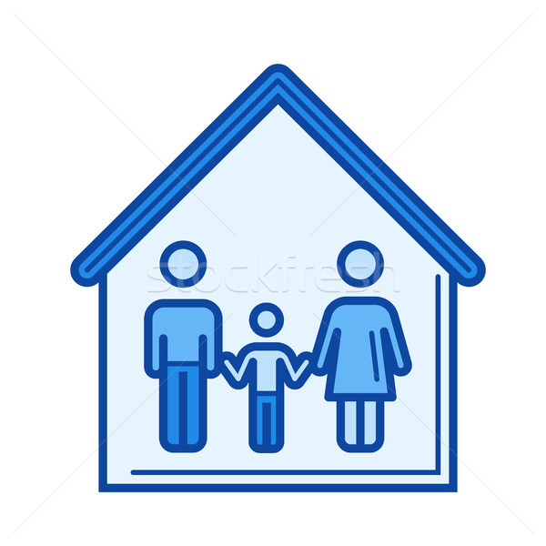 Stock foto: Familie · Haus · line · Symbol · Vektor · isoliert