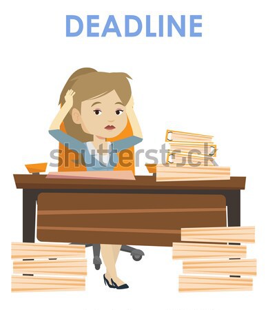 Stock photo: Business woman having problem with deadline.