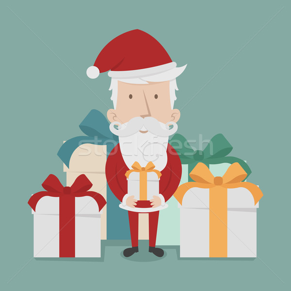 Santa Claus standing gift boxes falling down around him  Stock photo © ratch0013