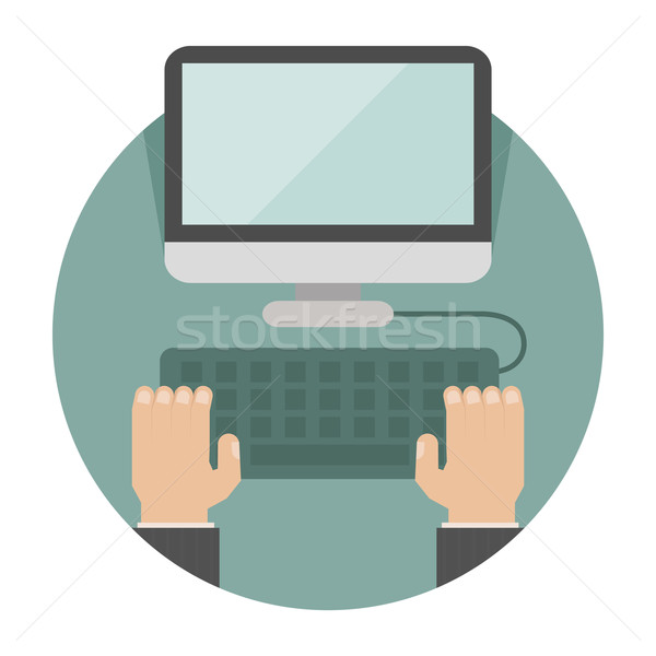 Hand on laptop Stock photo © ratch0013