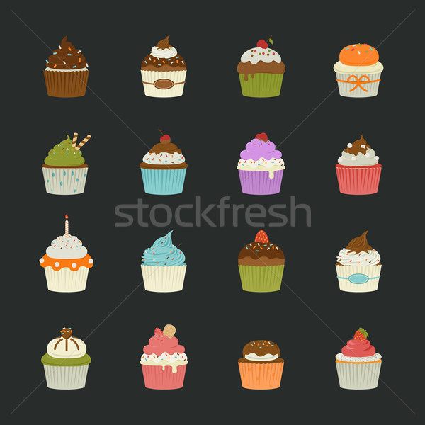 édes minitorták ikonok eps10 vektor formátum Stock fotó © ratch0013