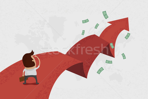 Businessman walking on the red arrow street to success , eps10 v Stock photo © ratch0013