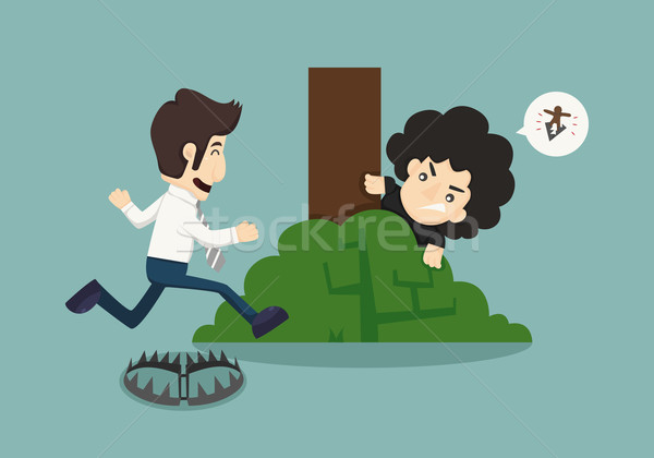 Businessman jump over trap Stock photo © ratch0013