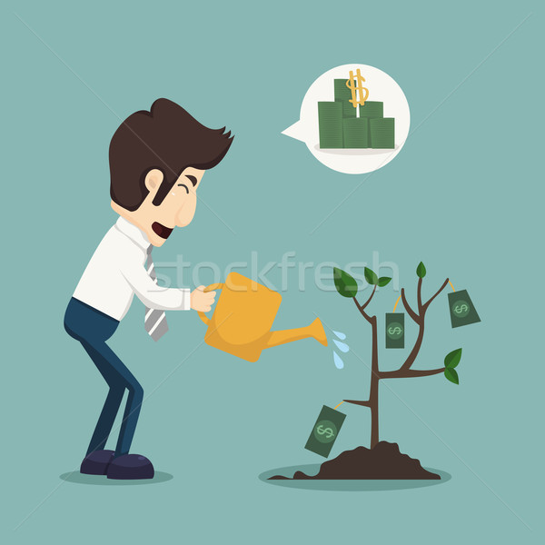 Businessman watering a plant of money Stock photo © ratch0013