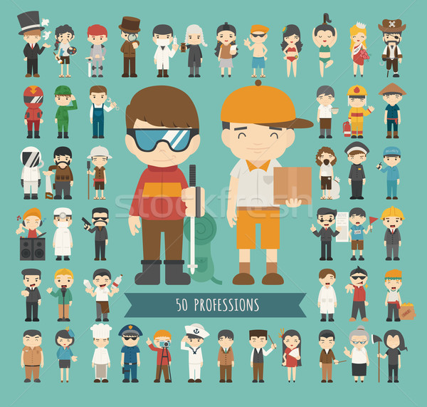 Stock photo: Set of 50 professions