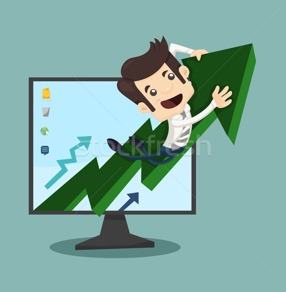 Businessman rising arrow with growing Stock photo © ratch0013