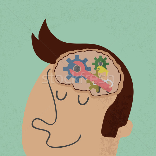 Head and Brain Gears in Progress.  , eps10 vector format Stock photo © ratch0013