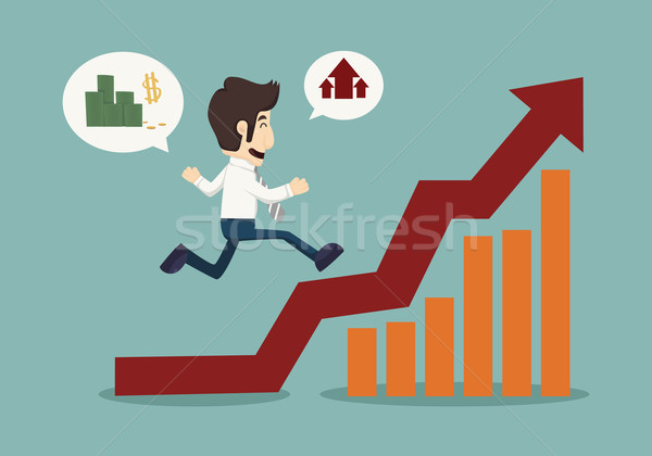 Business man runing top of  graph Stock photo © ratch0013