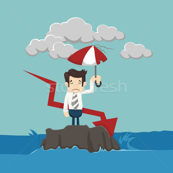 Businessman with umbrella standing in the sea Stock photo © ratch0013