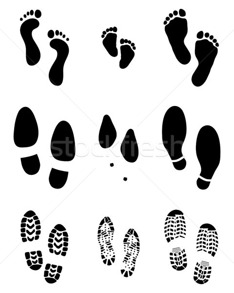 Picioare pantofi negru uman alb proiect Imagine de stoc © ratkom