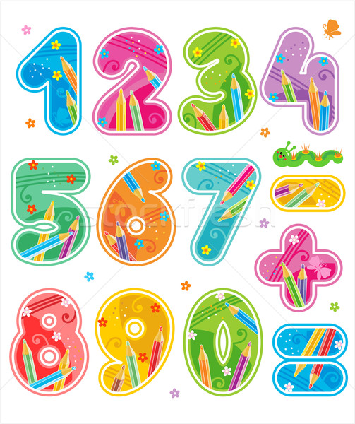 Kolorowy odznaczony numery arytmetyka znaki symbolika Zdjęcia stock © ratselmeister