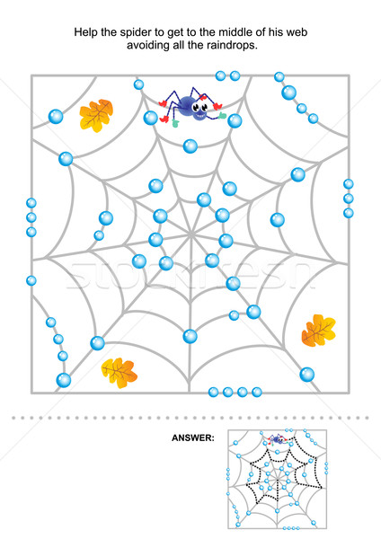 Maze game for kids with spider and spiderweb Stock photo © ratselmeister
