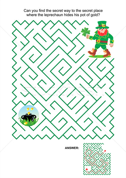 Labyrinth Spiel Kobold Topf Gold St Patricks Day Stock foto © ratselmeister